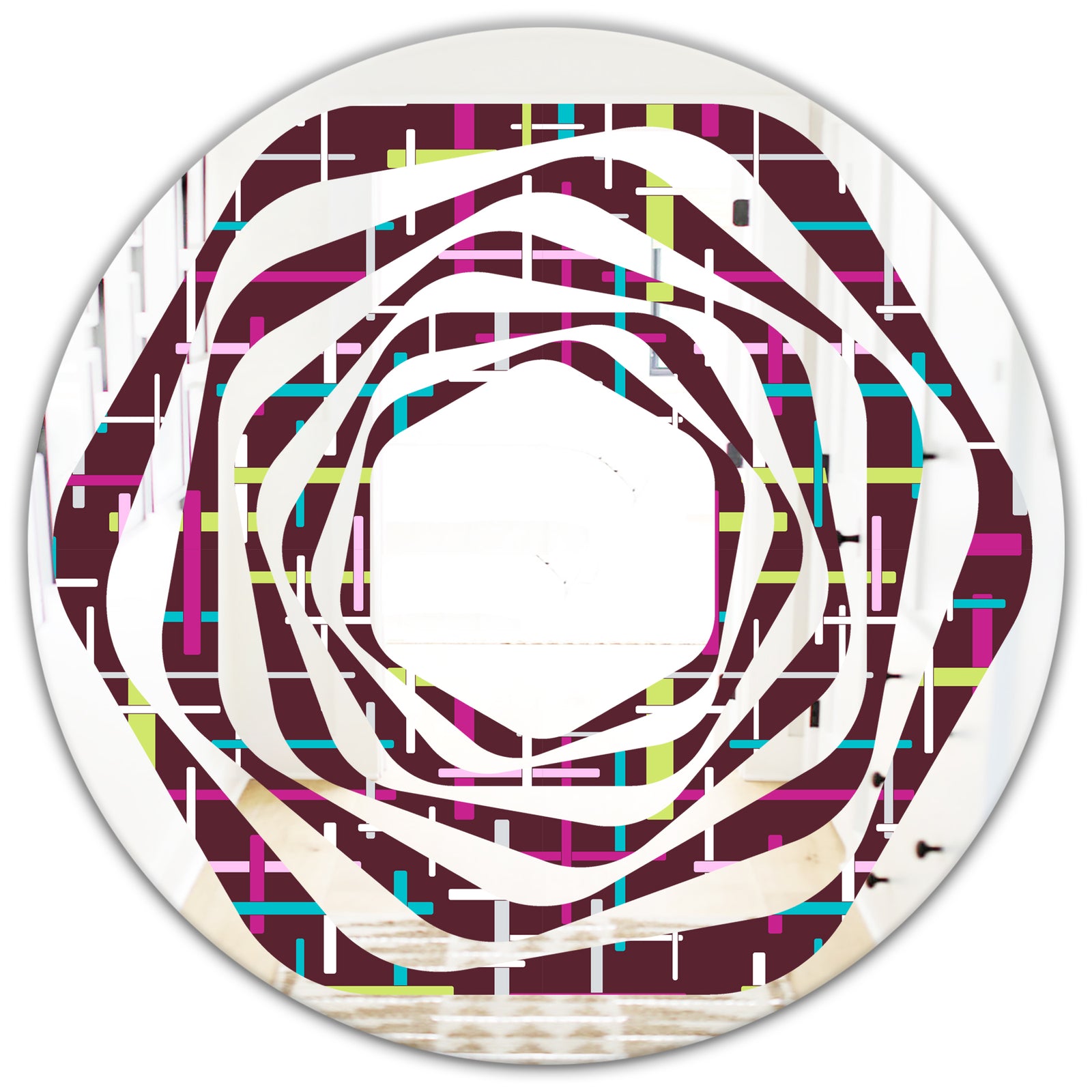 Retro Abstract Design XVII - Modern Round or Oval Wall Mirror - Whirl