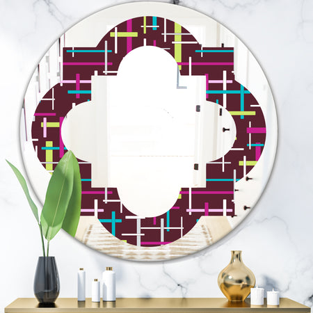 Retro Abstract Design XVII - Modern Round or Oval Wall Mirror - Quatrefoil
