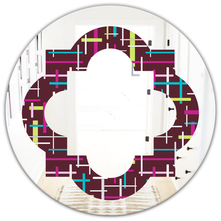 Retro Abstract Design XVII - Modern Round or Oval Wall Mirror - Quatrefoil