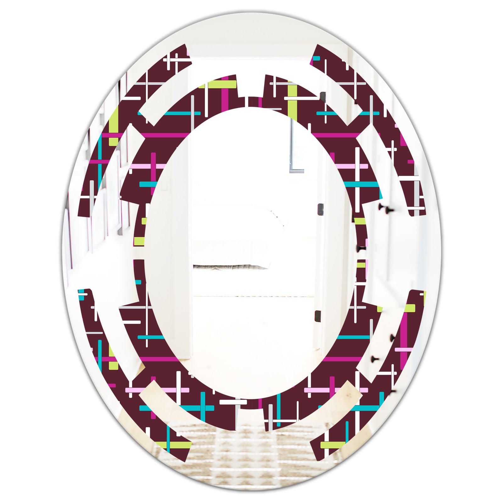Retro Abstract Design XVII - Modern Round or Oval Wall Mirror - Space