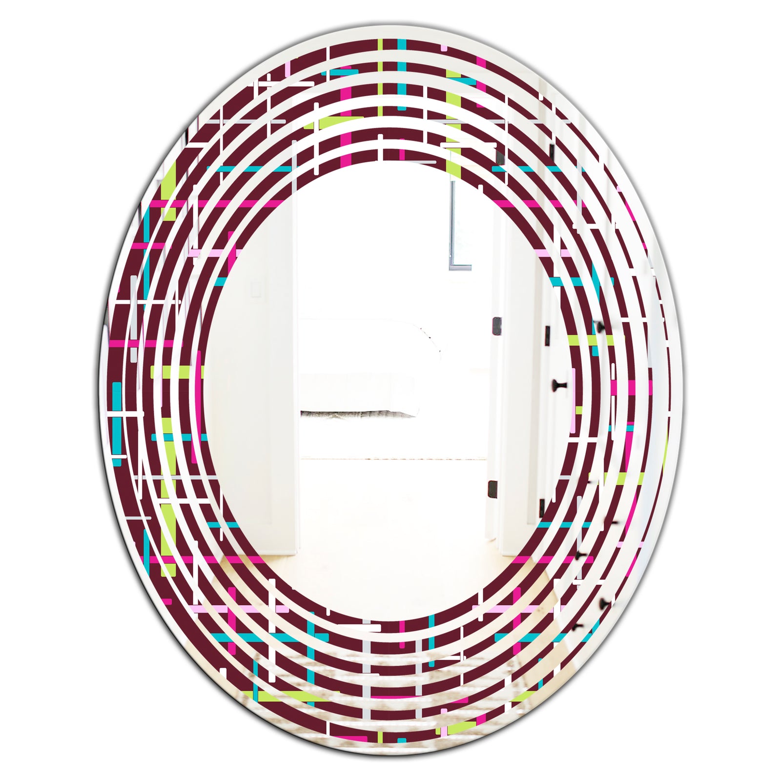 Retro Abstract Design XVII - Modern Round or Oval Wall Mirror - Wave