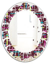 Retro Abstract Design XVII - Modern Round or Oval Wall Mirror - Leaves