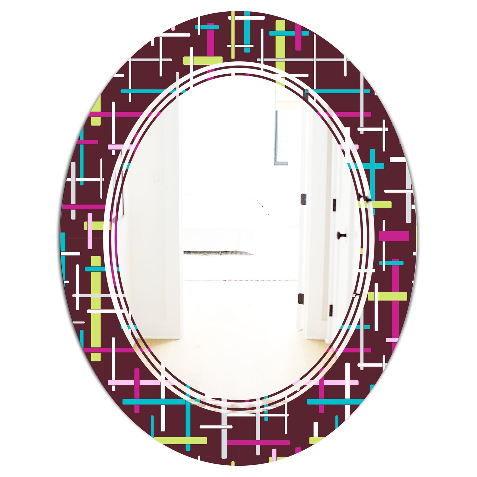 Retro Abstract Design XVII - Modern Round or Oval Wall Mirror - Triple C