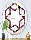 Retro Abstract Design XVII - Modern Round or Oval Wall Mirror - Hexagon Star