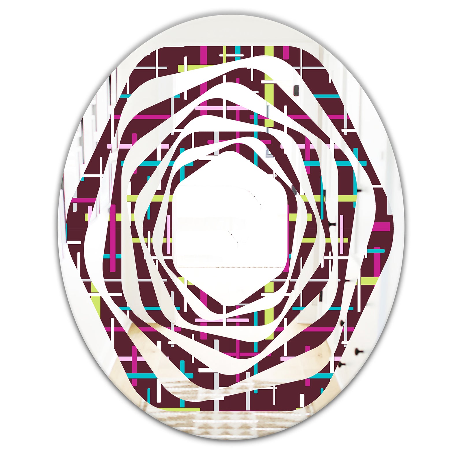 Retro Abstract Design XVII - Modern Round or Oval Wall Mirror - Whirl