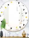 Trendy Black and Gold Triangular Pattern - Modern Round or Oval Wall Mirror - Leaves