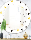 Trendy Black and Gold Triangular Pattern - Modern Round or Oval Wall Mirror - Triple C