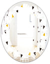 Trendy Black and Gold Triangular Pattern - Modern Round or Oval Wall Mirror - Leaves