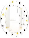 Trendy Black and Gold Triangular Pattern - Modern Round or Oval Wall Mirror - Triple C