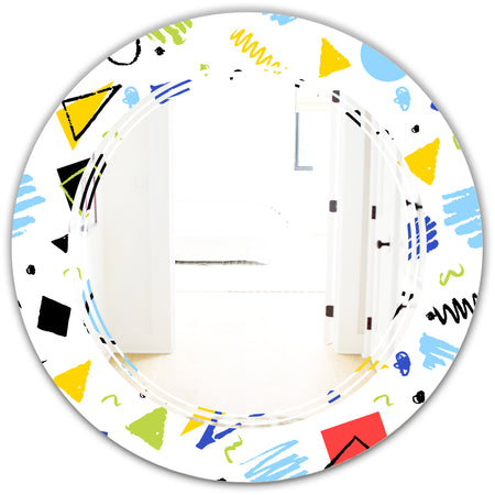 Geometric Retro Design III - Modern Round or Oval Wall Mirror - Triple C