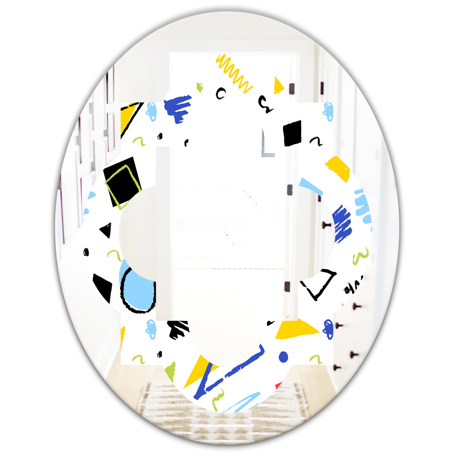 Geometric Retro Design III - Modern Round or Oval Wall Mirror - Quatrefoil