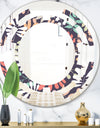 Retro Botanical Pattern II - Modern Round or Oval Wall Mirror - Space