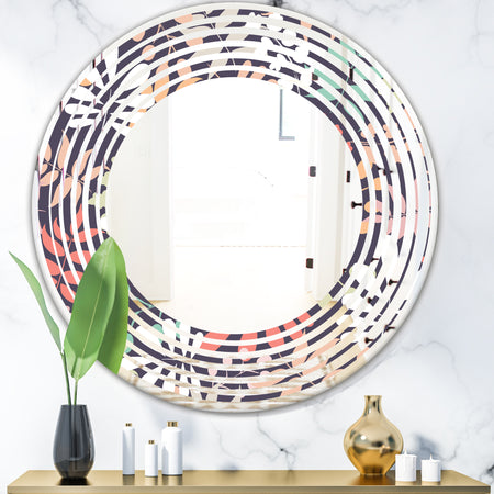Retro Botanical Pattern II - Modern Round or Oval Wall Mirror - Wave