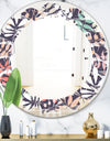 Retro Botanical Pattern II - Modern Round or Oval Wall Mirror - Leaves