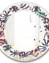 Retro Botanical Pattern II - Modern Round or Oval Wall Mirror - Leaves
