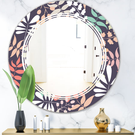 Retro Botanical Pattern II - Modern Round or Oval Wall Mirror - Triple C