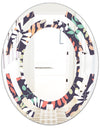 Retro Botanical Pattern II - Modern Round or Oval Wall Mirror - Space