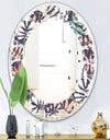 Retro Botanical Pattern II - Modern Round or Oval Wall Mirror - Leaves