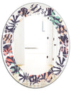 Retro Botanical Pattern II - Modern Round or Oval Wall Mirror - Leaves