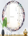 Retro Botanical Pattern II - Modern Round or Oval Wall Mirror - Triple C