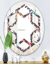 Retro Botanical Pattern II - Modern Round or Oval Wall Mirror - Hexagon Star