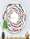 Retro Botanical Pattern II - Modern Round or Oval Wall Mirror - Whirl