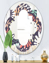 Retro Botanical Pattern II - Modern Round or Oval Wall Mirror - Quatrefoil