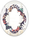Retro Botanical Pattern II - Modern Round or Oval Wall Mirror - Quatrefoil