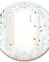 Retro Minimal Patttern in Orange and Bluye - Modern Round or Oval Wall Mirror - Leaves