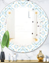 Retro Minimal Patttern in Orange and Bluye - Modern Round or Oval Wall Mirror - Triple C