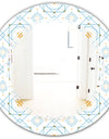 Retro Minimal Patttern in Orange and Bluye - Modern Round or Oval Wall Mirror - Triple C