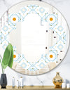 Retro Minimal Patttern in Orange and Bluye - Modern Round or Oval Wall Mirror - Quatrefoil