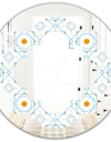 Retro Minimal Patttern in Orange and Bluye - Modern Round or Oval Wall Mirror - Quatrefoil