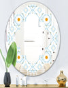 Retro Minimal Patttern in Orange and Bluye - Modern Round or Oval Wall Mirror - Quatrefoil