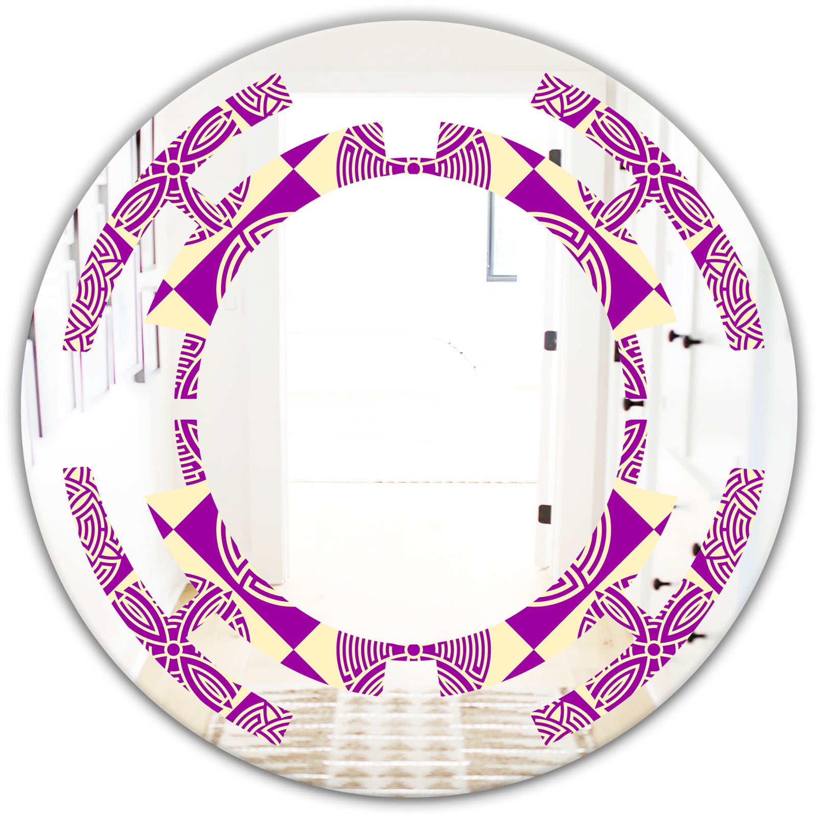 Retro Abstract Pattern Design I - Modern Round or Oval Wall Mirror - Space