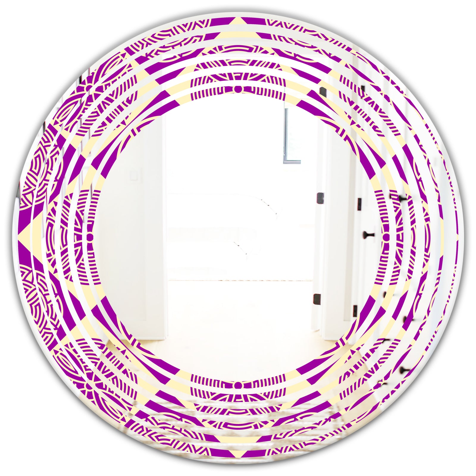 Retro Abstract Pattern Design I - Modern Round or Oval Wall Mirror - Wave