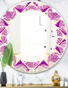 Retro Abstract Pattern Design I - Modern Round or Oval Wall Mirror - Leaves