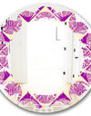 Retro Abstract Pattern Design I - Modern Round or Oval Wall Mirror - Leaves