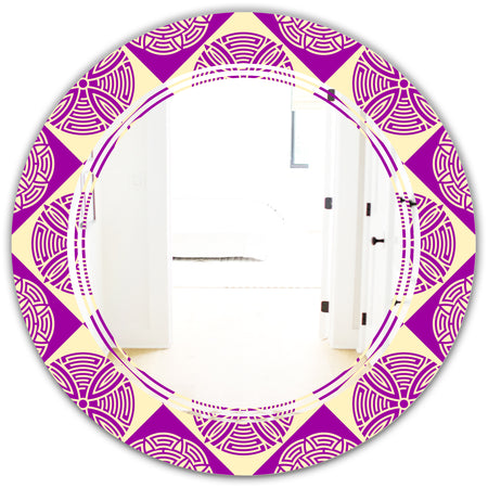 Retro Abstract Pattern Design I - Modern Round or Oval Wall Mirror - Triple C