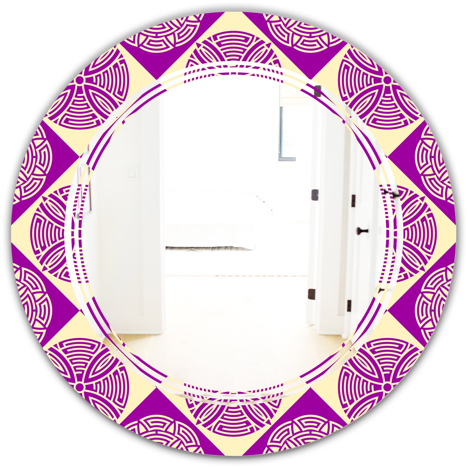 Retro Abstract Pattern Design I - Modern Round or Oval Wall Mirror - Triple C