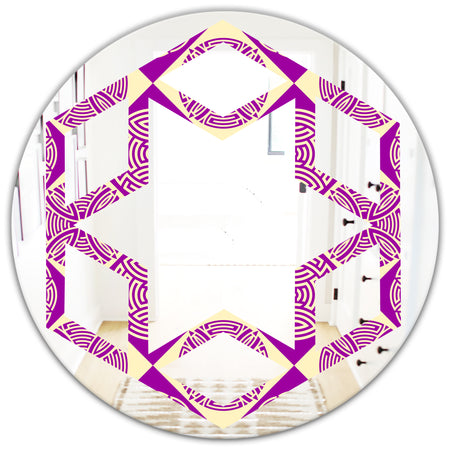 Retro Abstract Pattern Design I - Modern Round or Oval Wall Mirror - Hexagon Star