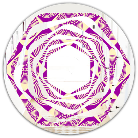 Retro Abstract Pattern Design I - Modern Round or Oval Wall Mirror - Whirl