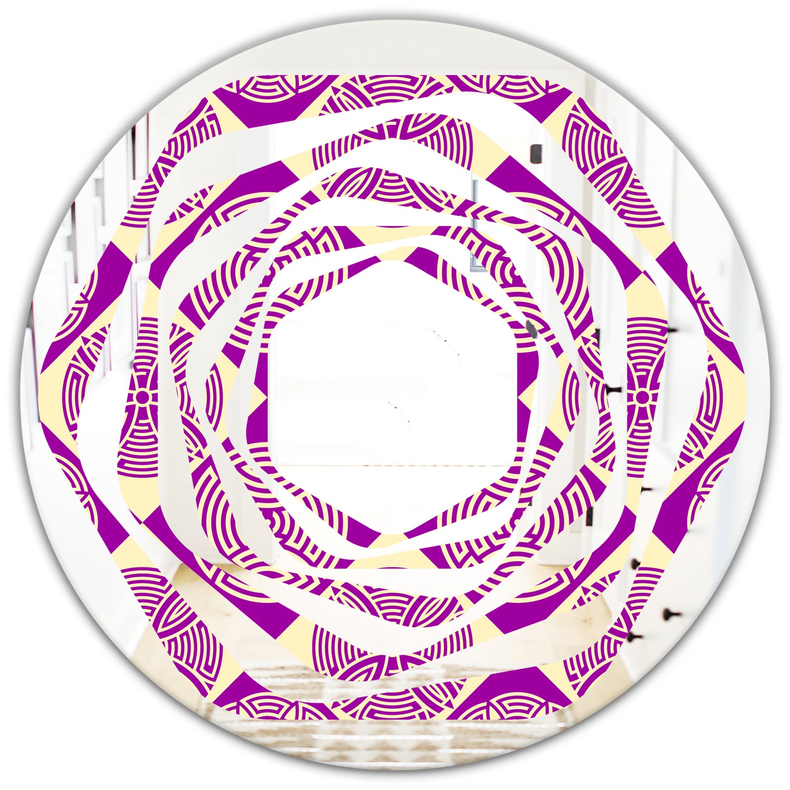 Retro Abstract Pattern Design I - Modern Round or Oval Wall Mirror - Whirl