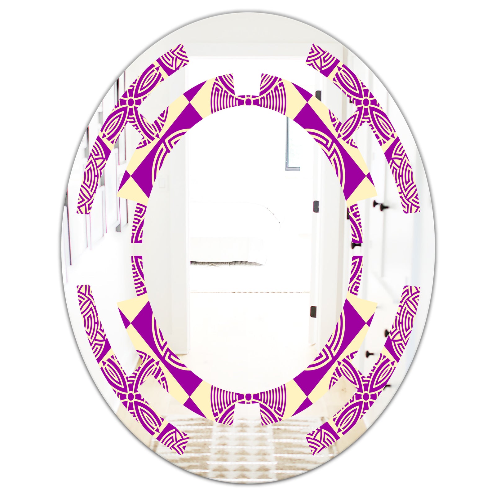 Retro Abstract Pattern Design I - Modern Round or Oval Wall Mirror - Space