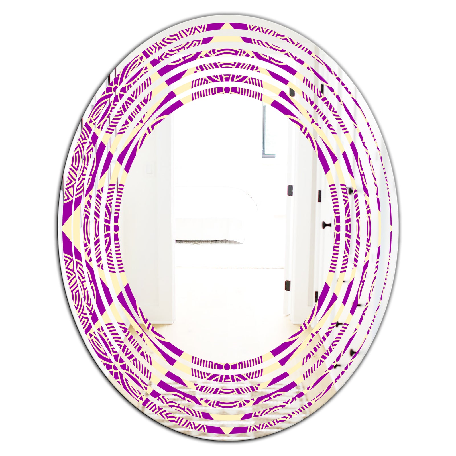 Retro Abstract Pattern Design I - Modern Round or Oval Wall Mirror - Wave
