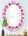 Retro Abstract Pattern Design I - Modern Round or Oval Wall Mirror - Leaves