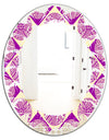 Retro Abstract Pattern Design I - Modern Round or Oval Wall Mirror - Leaves