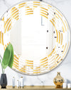 Gold and White Geometric Pattern I - Modern Round or Oval Wall Mirror - Wave