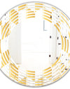 Gold and White Geometric Pattern I - Modern Round or Oval Wall Mirror - Wave