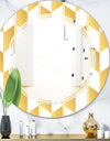 Gold and White Geometric Pattern I - Modern Round or Oval Wall Mirror - Triple C